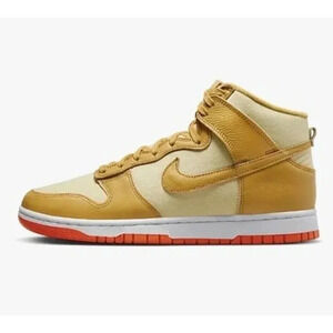 Nike Mens Dunk High Retro PRM Lace Up Sneaker Wheat Gold/Orange 9.5 DV7215-700